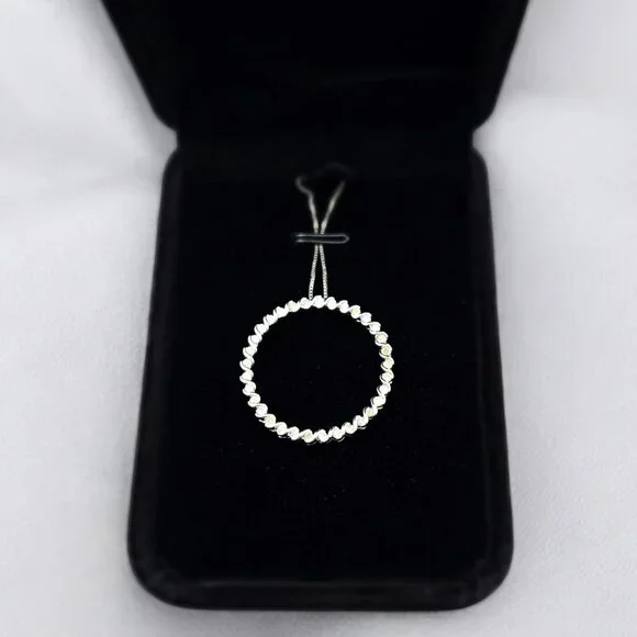 0.75 cttw Diamond Circle Pendant 925 Sterling Silver 18" Necklace